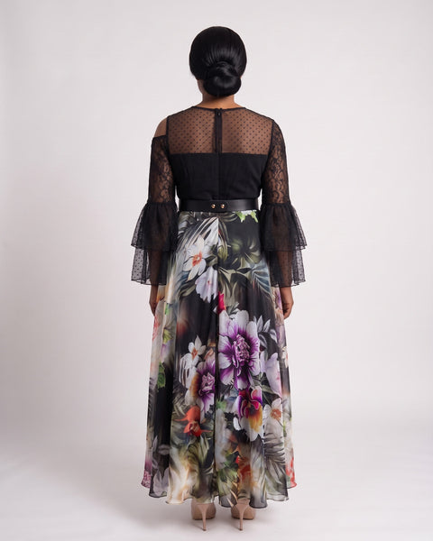 JF-05 robe du soir asymétrique, vue de dos