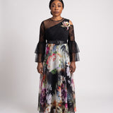 JF-05 robe du soir asymétrique, vue de face
