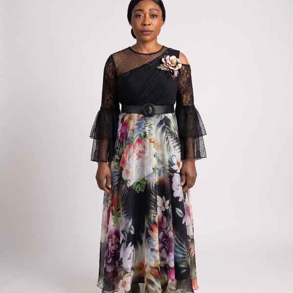 JF-05 robe du soir asymétrique, vue de face